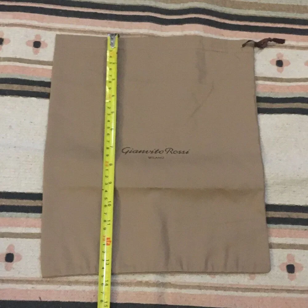 Gianvito Rossi Dark beige light soft fabric Brown ribbon drawstring 14” x 13”